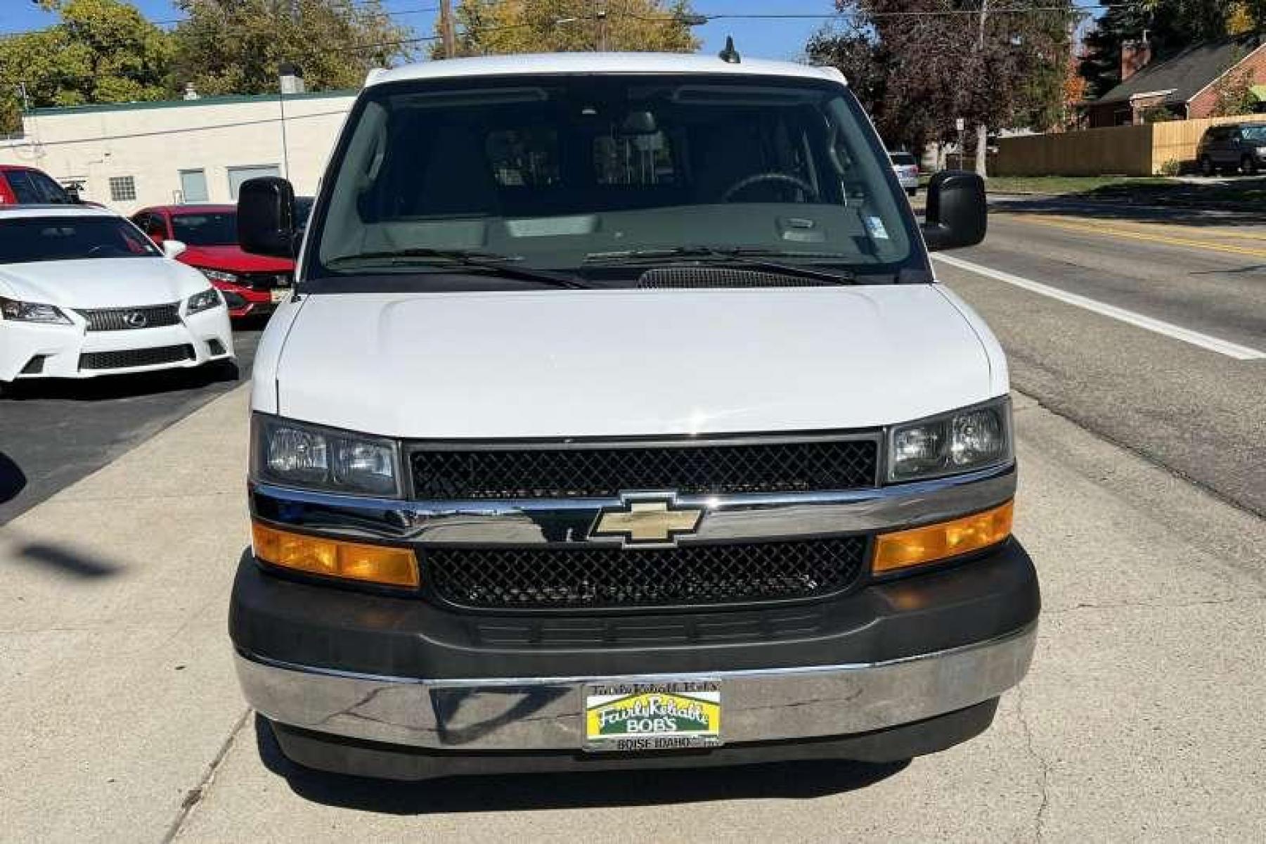 2019 Summit White /Grey Chevrolet Express 3500 LT (1GAZGPFG3K1) with an V8 6.0 Liter engine, Automatic transmission, located at 2304 W. Main St., Boise, ID, 83702, (208) 342-7777, 43.622105, -116.218658 - Photo #1