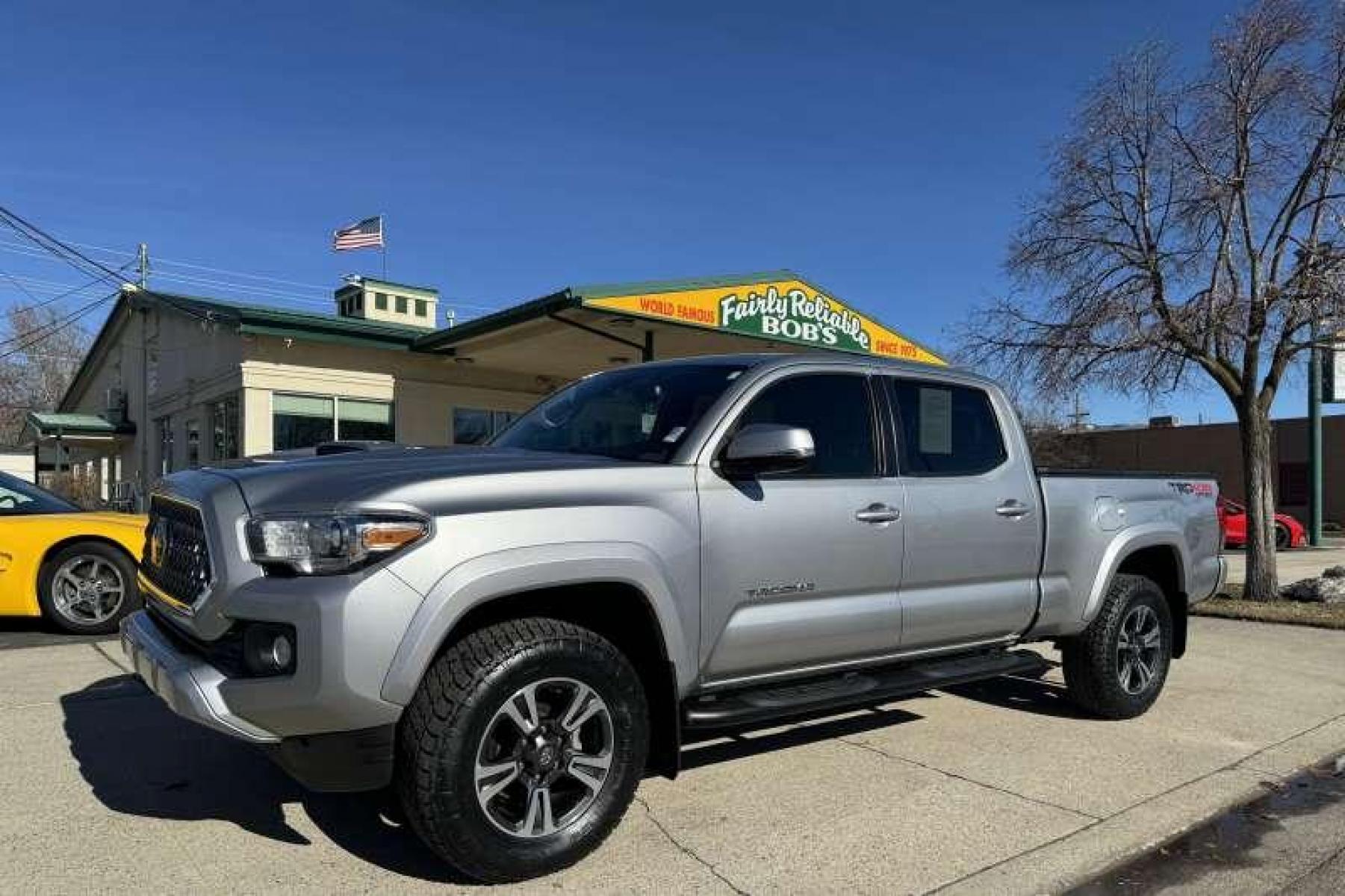 2019 Silver Sky Metallic /Black Toyota Tacoma Double Cab TRD Sport (5TFDZ5BN4KX) with an V6 3.5 Liter engine, Automatic transmission, located at 2304 W. Main St., Boise, ID, 83702, (208) 342-7777, 43.622105, -116.218658 - New Tires! TRD Sport Package! Hard Tonneau Cover! Clean! - Photo #0