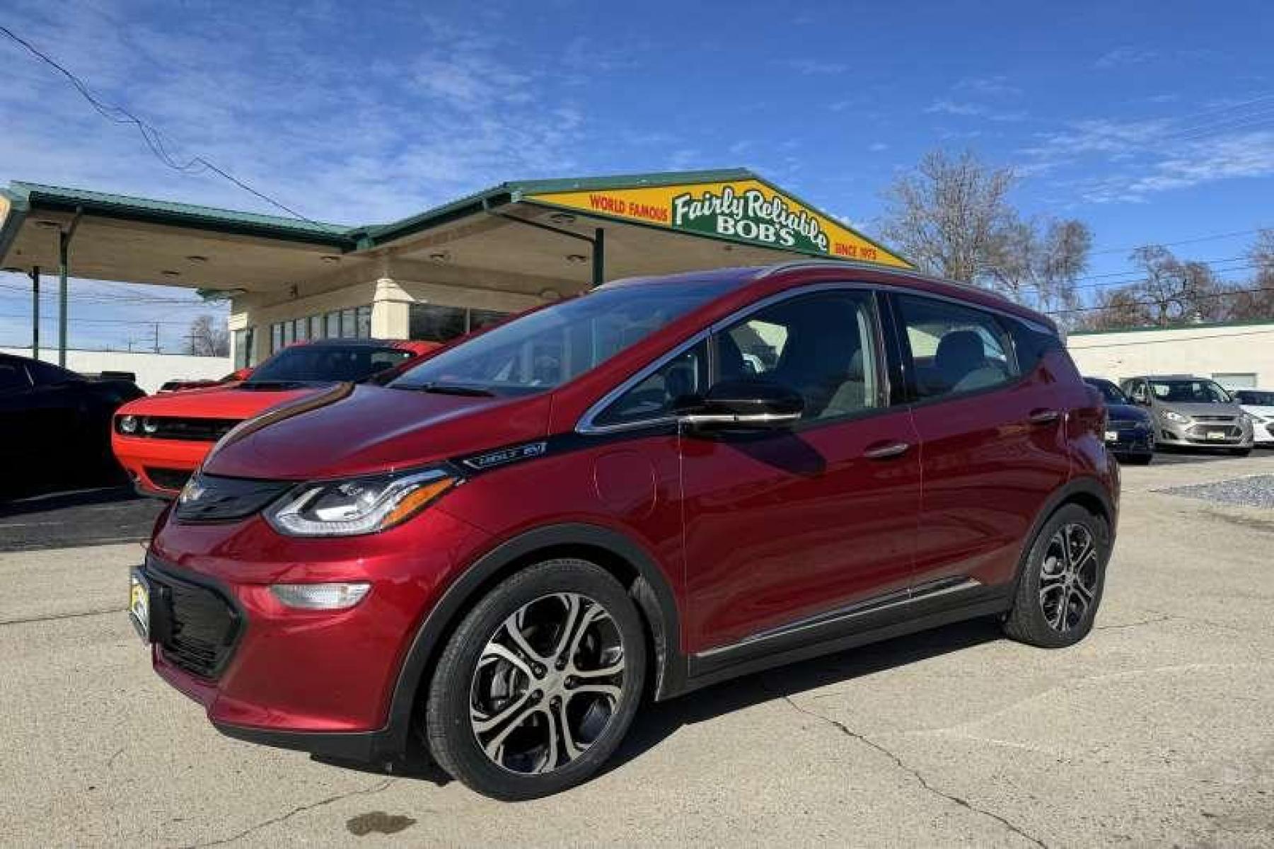 2020 Cajun Red /Dark Galvanized Gray Chevrolet Bolt Premier (1G1FZ6S06L4) with an 66 kWh engine, Automatic transmission, located at 2304 W. Main St., Boise, ID, 83702, (208) 342-7777, 43.622105, -116.218658 - Photo #0
