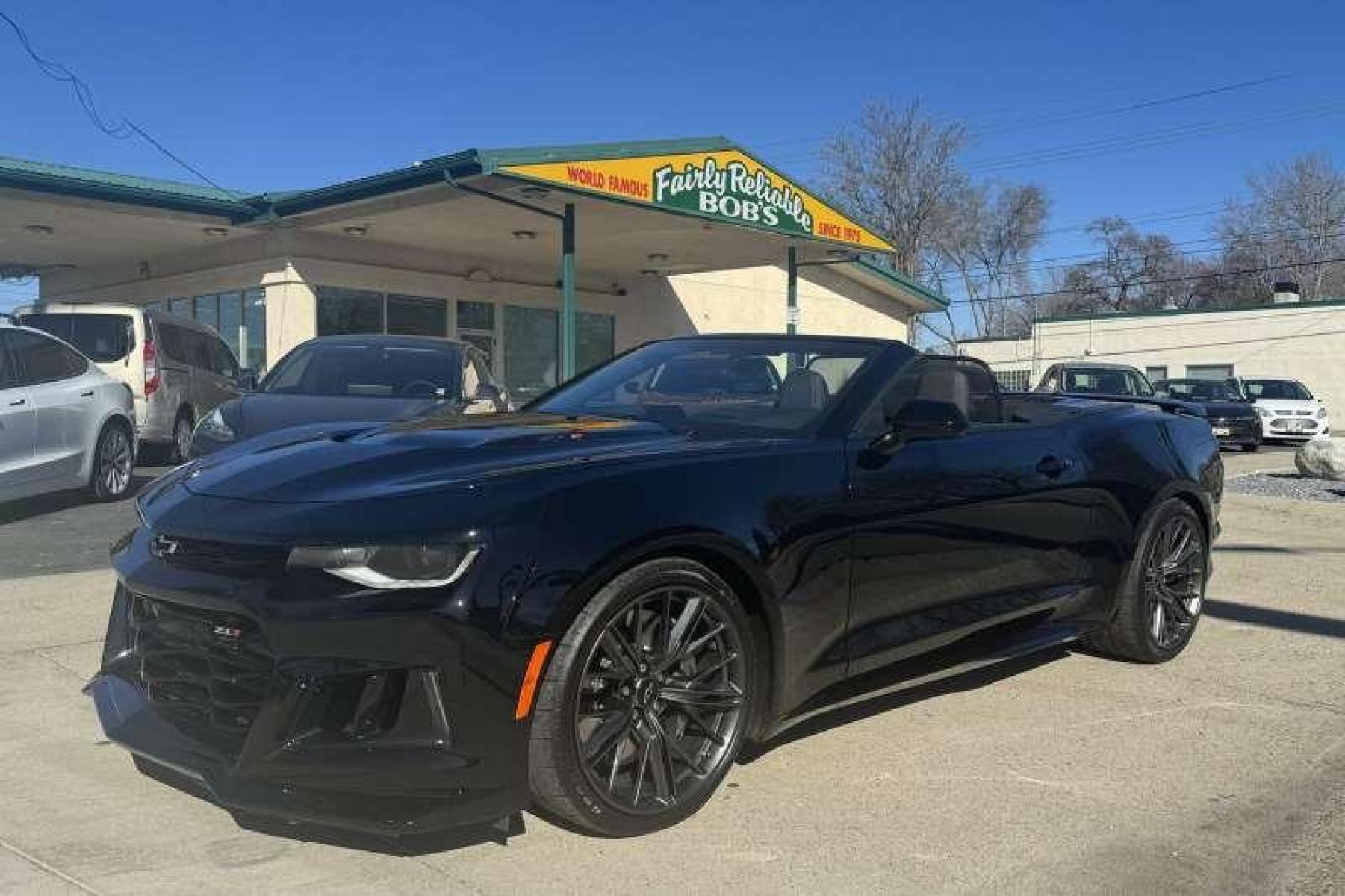 2022 Black /Black Chevrolet Camaro ZL1 Convertible (1G1FK3D67N0) with an V8 6.2 Liter Supercharged engine, Automatic transmission, located at 2304 W. Main St., Boise, ID, 83702, (208) 342-7777, 43.622105, -116.218658 - Too Many Options To List! 650 hp And 650 lb-ft of Torque! - Photo #0