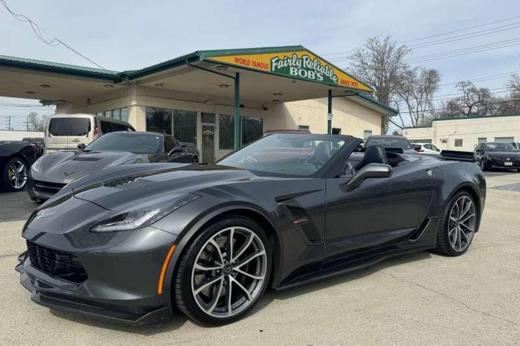 2017 Watkins Glen Gray /Blue Chevrolet Corvette Grand Sport Convertible (1G1YZ3D74H5) with an V8 6.2 Liter engine, Manual transmission, located at 2304 W. Main St., Boise, ID, 83702, (208) 342-7777, 43.622105, -116.218658 - Twilight Blue Design Package! Factory Competition Sport Bucket Seats! Grand Sport Heritage Package! Factory Carbon Fiber Ground Effects! Loaded With Features! - Photo #0