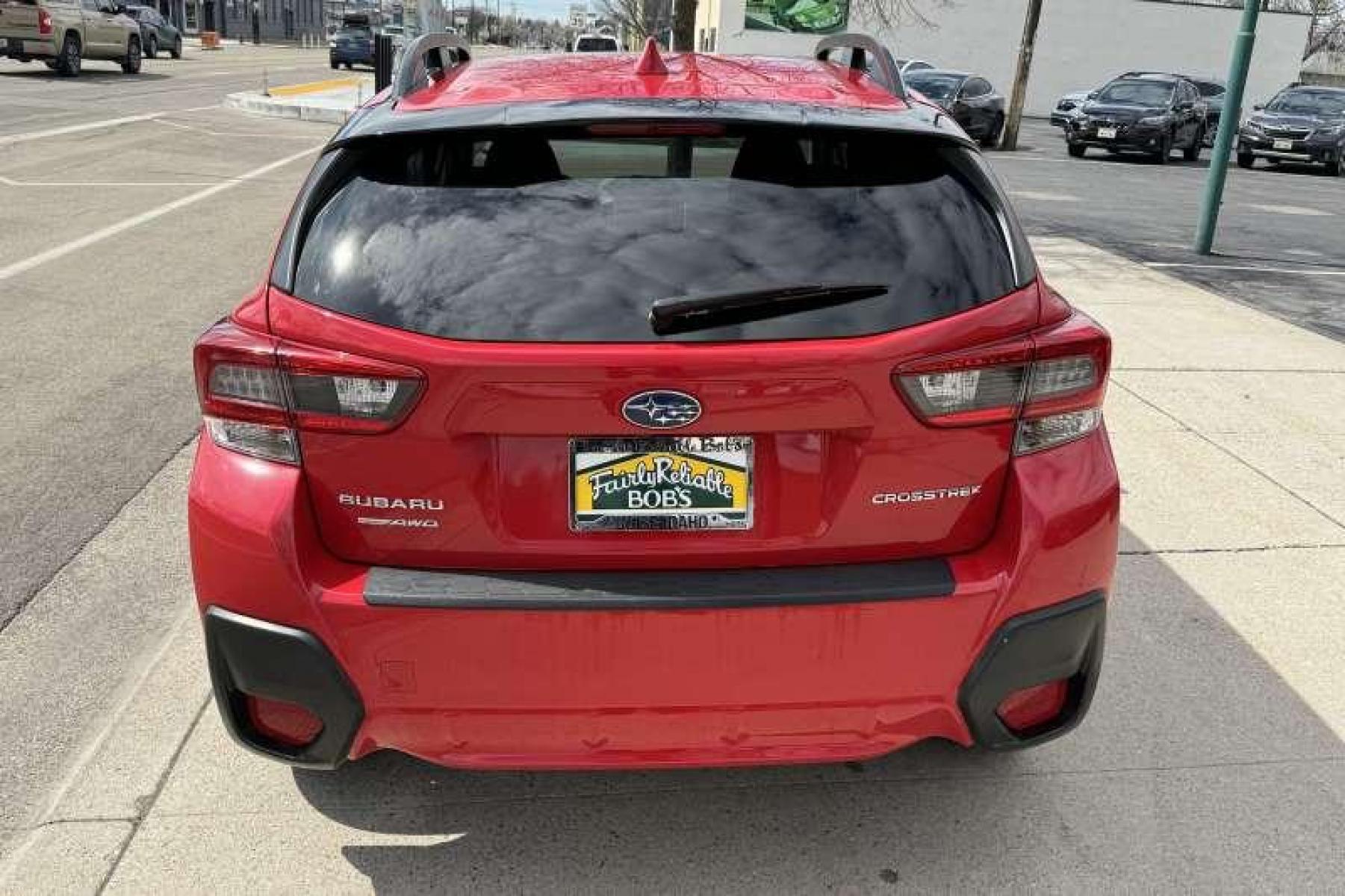 2021 Pure Red /Black Subaru Crosstrek Premium (JF2GTAPC1M8) with an H4 2.0 Liter engine, Automatic transmission, located at 2304 W. Main St., Boise, ID, 83702, (208) 342-7777, 43.622105, -116.218658 - Remaining Factory Warranty! Hard To Find Color! - Photo #1