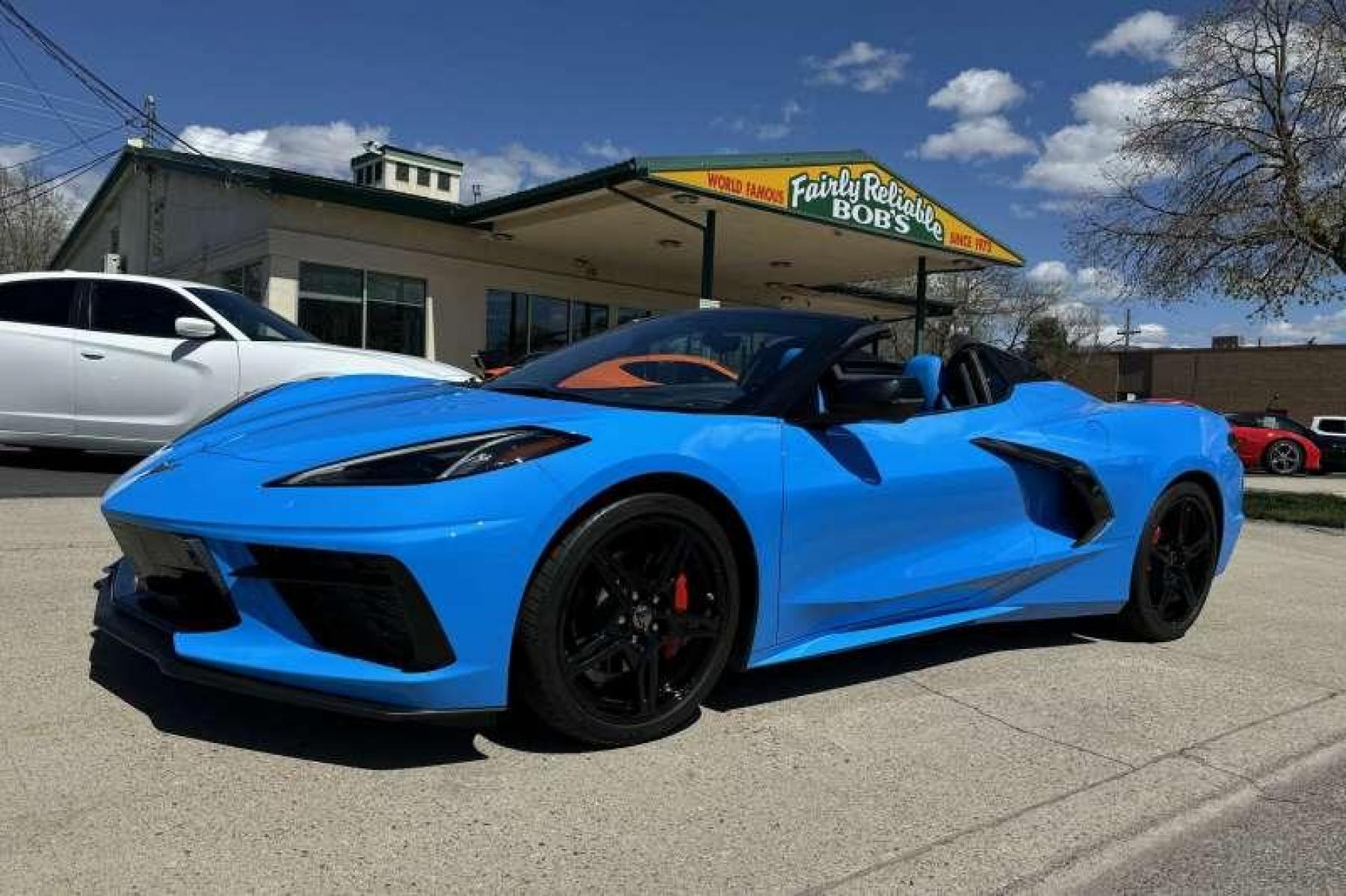 2022 Rapid Blue /Tension/Twilight Blue Chevrolet Corvette Stingray Convertible 3LT (1G1YC3D44N5) with an V8 5.5 Liter engine, Automatic transmission, located at 2304 W. Main St., Boise, ID, 83702, (208) 342-7777, 43.622105, -116.218658 - Rapid Blue Convertible! Remaining Factory Warranty! Only 1,800 Miles! Super Cool! - Photo #0
