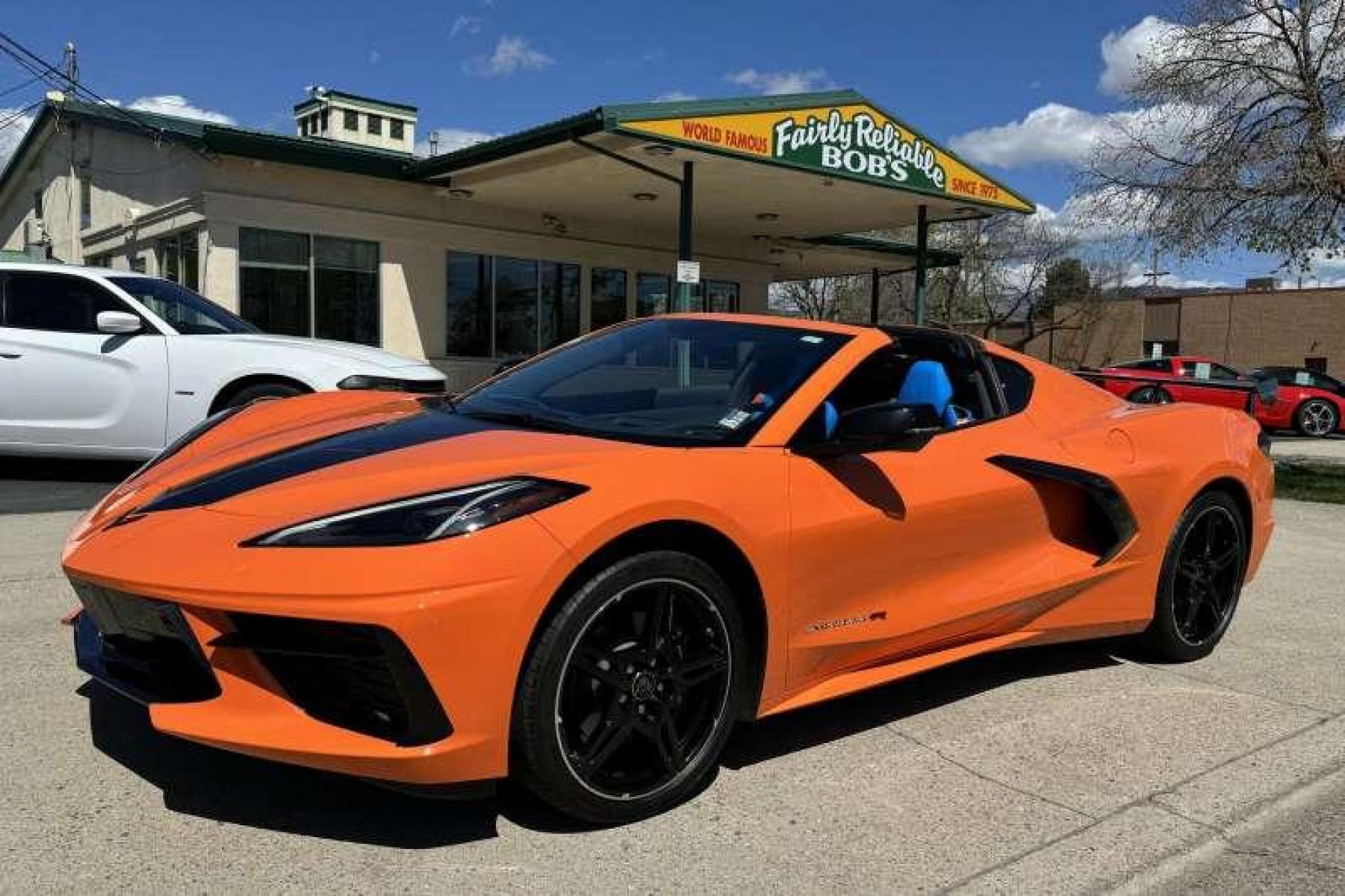 2022 Amplify Orange /Tension / Twilight Blue Chevrolet Corvette Stingray 3LT (1G1YC2D40N5) with an V8 6.2 Liter engine, Automatic transmission, located at 2304 W. Main St., Boise, ID, 83702, (208) 342-7777, 43.622105, -116.218658 - Photo #0